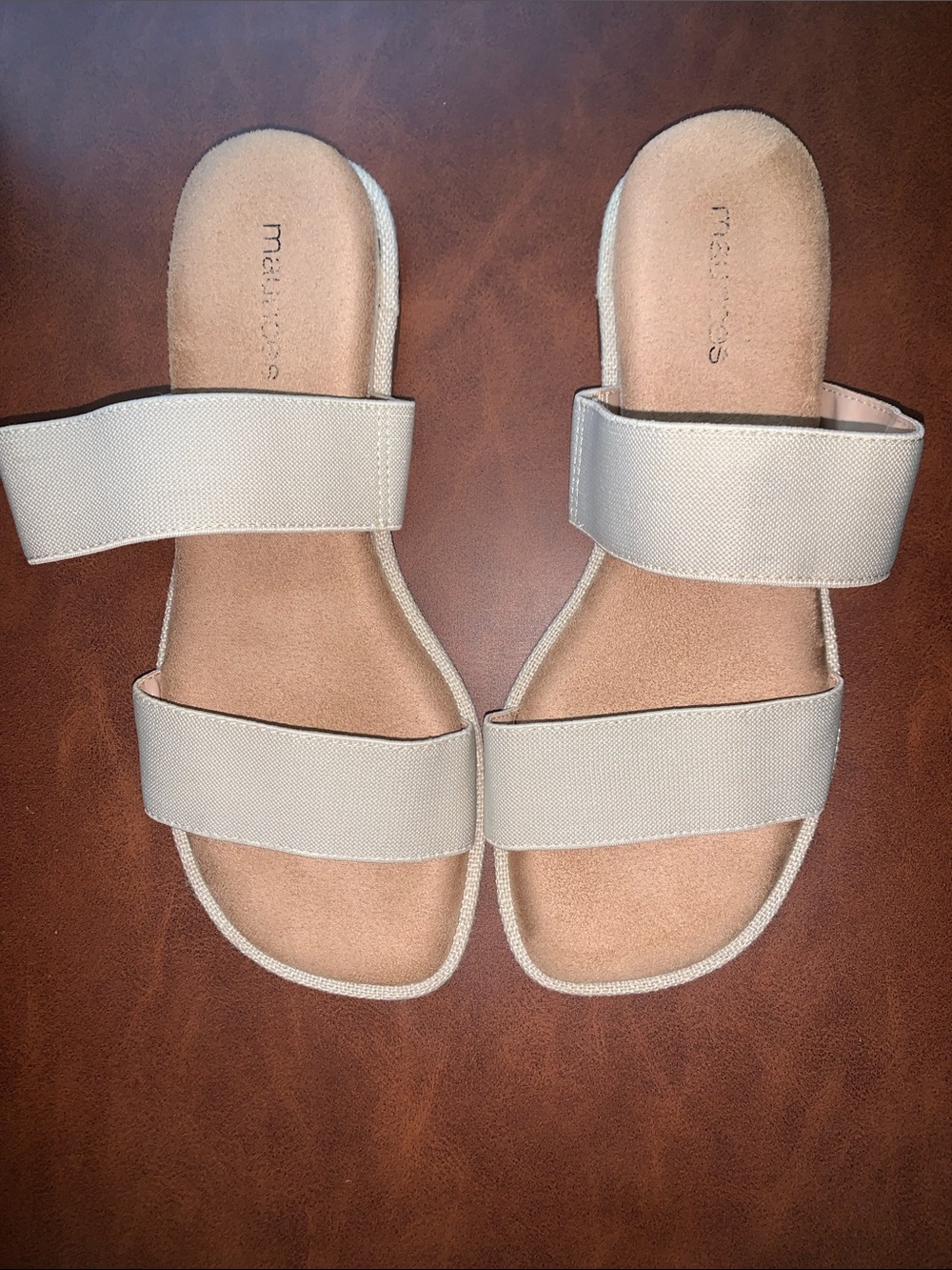 Maurices Neutral Double-Strap Slide Sandals in Beige